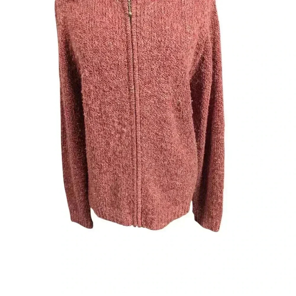 Croft & Barrow Women's Large Heather Mauve Full Zip Collared Knit Sweater - Picture 4 of 9